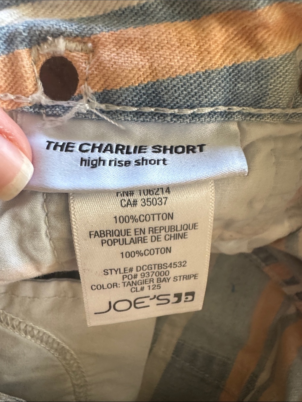 Joe's Jeans Striped High Rise Denim Shorts - Picture 5 of 6